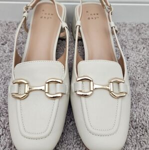 A New Day Women's White Slingback Loafers